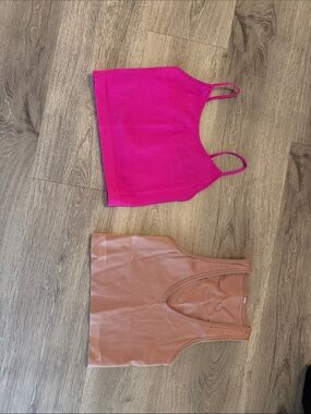 wild fable Hot Pink Cropped Cami & Dusty Rose Rib Tank Set
